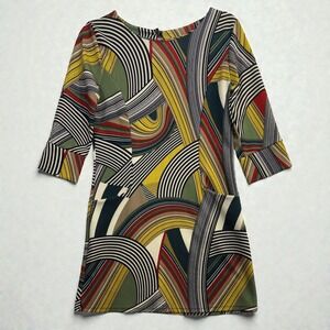 Pronto Moda M Bold Mod Mini Dress Italy Retro Abstract Groovy 60s Maximalist